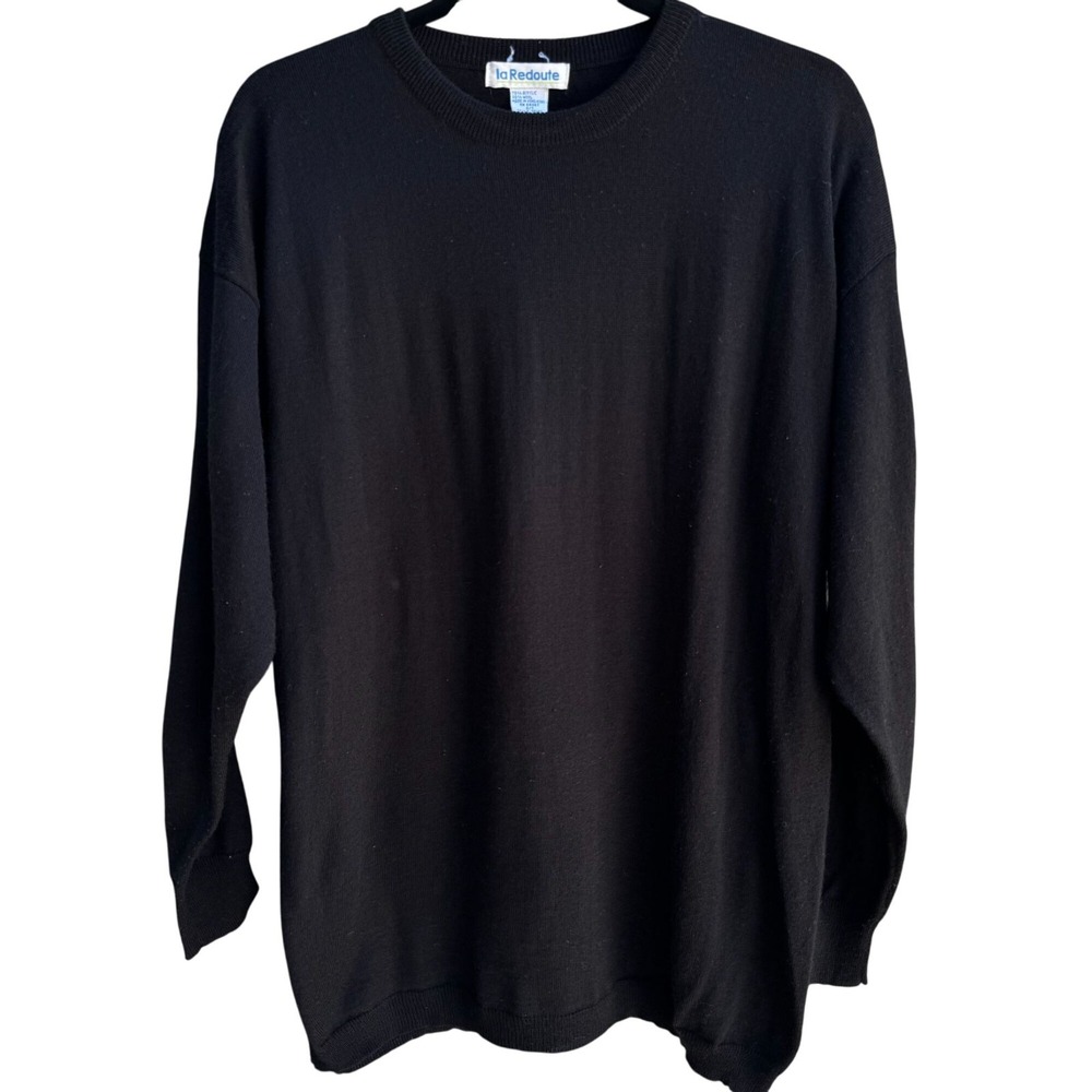 La Redoute Vintage 90s Black Wool Blend Sweater Goth Grunge Minimalist Academia